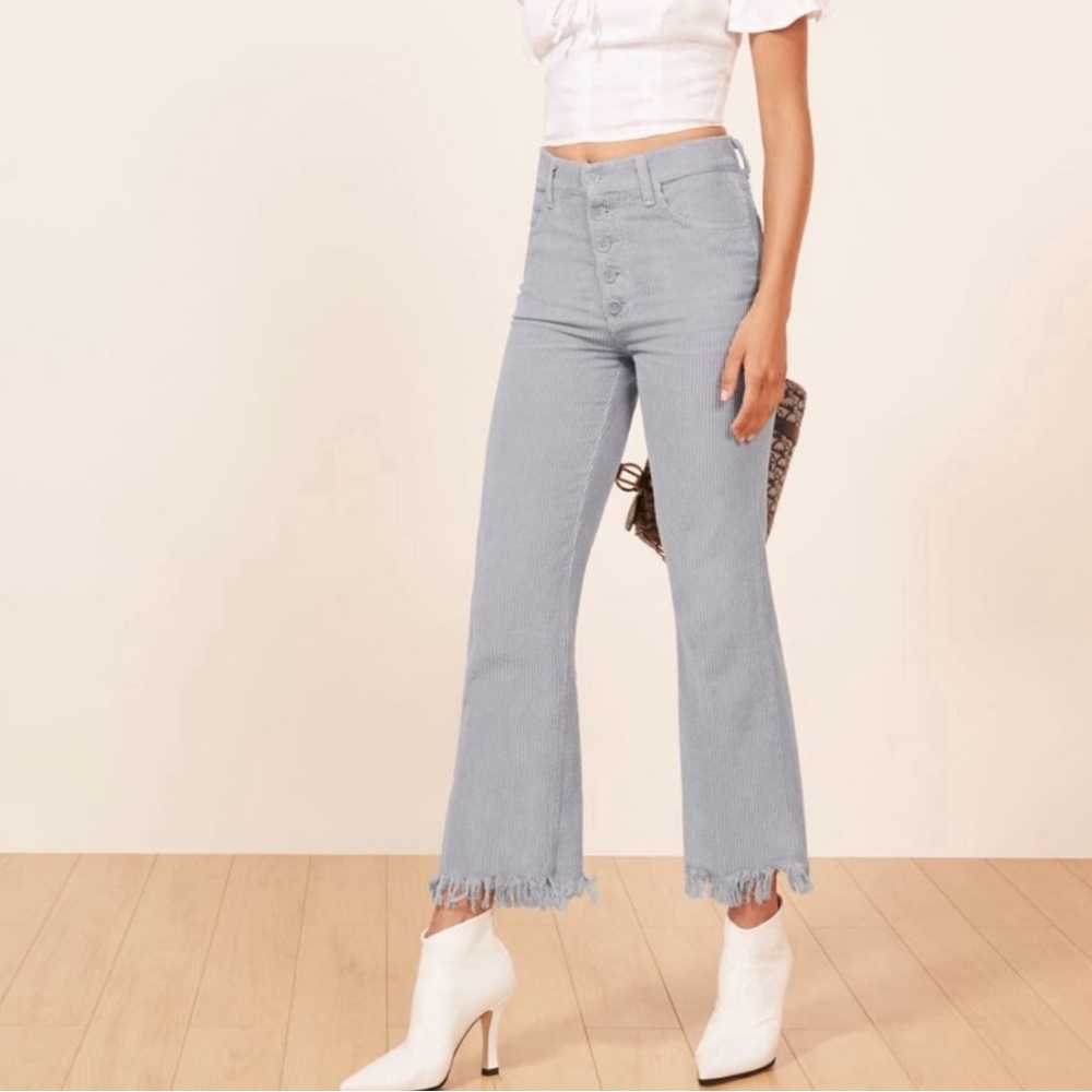 NWT REFORMATION Jesse Pant Cloud Blue Fray Hem High Rise
